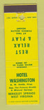 Matchbook Cover - Hotel Washington Berkeley Springs WV