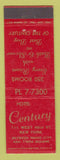 Matchbook Cover - Hotel Century New York City