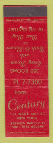 Matchbook Cover - Hotel Century New York City