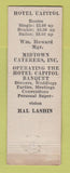 Matchbook Cover - Hotel Capitol New York City