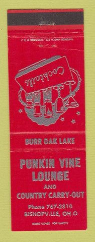 Matchbook Cover - Punkin Vine Lounge liquor bar Bishopville OH