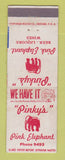Matchbook Cover - Pinky's Pink Elephant