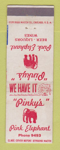 Matchbook Cover - Pinky's Pink Elephant