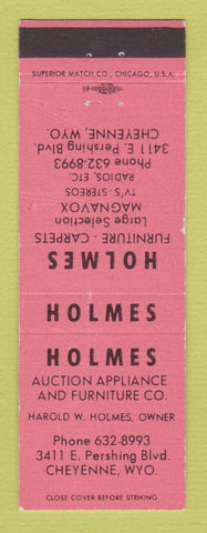 Matchbook Cover - Holmes Appliance Furniture Cheyenne WY SALMON