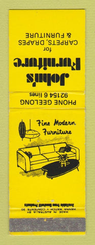 Matchbook Cover - John's Furniture Geelong Australia