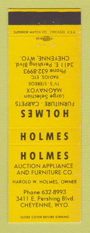 Matchbook Cover - Holmes Appliance Furniture Cheyenne WY YELLOW