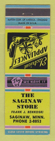 Matchbook Cover - The Saginaw Store MI Appliances Frank Benkoski