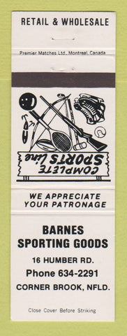 Matchbook Cover - Barnes Sporting Goods Corner Brook NF