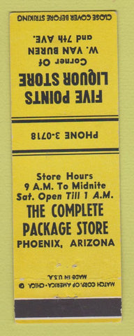Matchbook Cover - Five Points Liquor Store Phoenix AZ WORN BACK