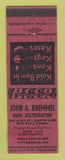 Matchbook Cover - John Kremmel Beer Distributor Pittsburgh PA WORN BACK