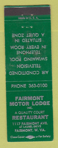 Matchbook Cover - Fairmont Motor Lodge Restaurant Fairmont WV