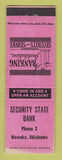 Matchbook Cover - Security State Bank Wewoka OK low phone # 2
