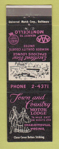 Matchbook Cover - Town and Country Motor Lodge Charlottesville VA