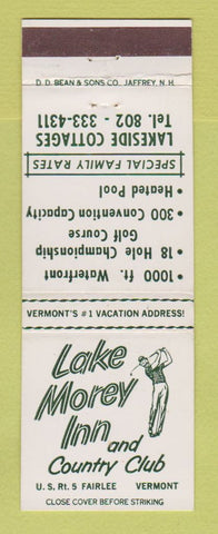 Matchbook Cover - Lake Morey Inn and Country Club Fairlee VT