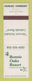 Matchbook Cover - Bonnie Oaks Resort Fairlee VT
