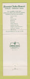 Matchbook Cover - Bonnie Oaks Resort Fairlee VT