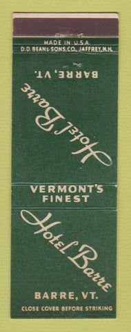 Matchbook Cover - Hotel Barre VT