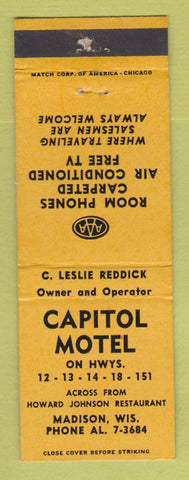 Matchbook Cover - Capitol Motel Madison WI WEAR