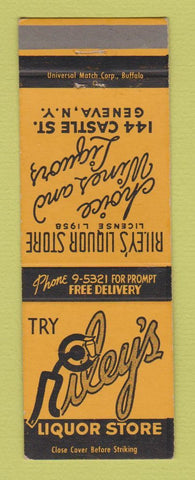 Matchbook Cover - Riley's Liquor Store Geneva NY WORN BACK