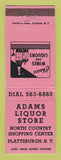 Matchbook Cover - Adams Liquor Store Plattsburgh NY PINK