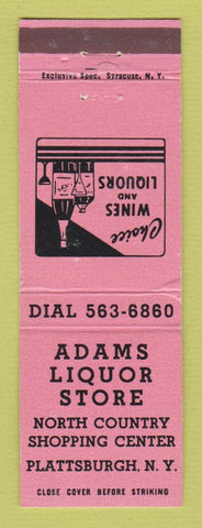 Matchbook Cover - Adams Liquor Store Plattsburgh NY PINK