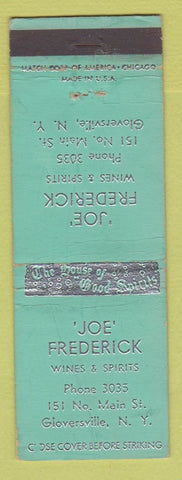 Matchbook Cover - Joe Frederick Liquor Glover'sville NY WEAR