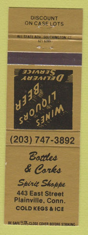 Matchbook Cover - Bottles and Corks Liquor Store Plainville CT