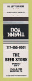 Matchbook Cover - The Beer Store Hazleton PA