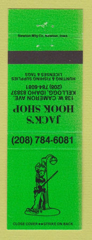 Matchbook Cover - Jack's Hook Shop Kellogg ID GREEN