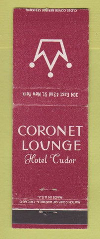 Matchbook Cover - Hotel Tudor Coronet Lounge New York City WEAR MAROON