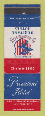 Matchbook Cover - President Hotel New York City WEAR