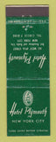 Matchbook Cover - Hotel Plymouth New York City