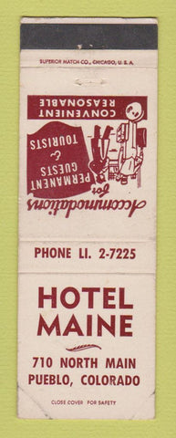 Matchbook Cover - Hotel Maine Pueblo Colorado WEAR