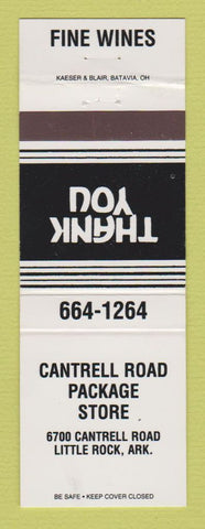 Matchbook Cover - Cantrell Road Package Store Liquor Little Rock AR