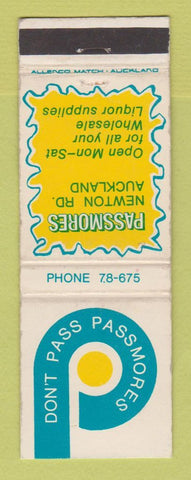Matchbook Cover - Passmore Auckland New Zealand Liquor WEAR