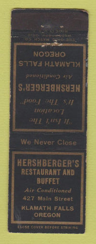 Matchbook Cover - Hershberger's Restaurant Buffet Klamath Falls OR WEAR