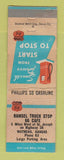 Matchbook Cover - Phillips 66 oil gas Ramsel Truck Stop Wathena KS WORN