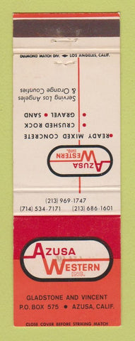 Matchbook Cover - Azusa Western Concrete Azusa CA WEAR