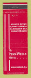 Matchbook Cover - Penn Wells Hotel Wellsboro PA