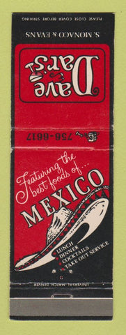 Matchbook Cover - Dave Dars Mexican Restaurant Denver Colorado