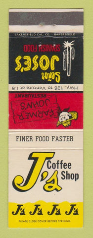 Matchbook Cover - J's Coffee Shop Farmer John's CA CHAIN