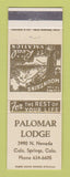 Matchbook Cover - Palomar Lodge Colorado Springs