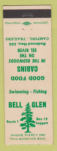 Matchbook Cover - Bell Glen Cabins Restaurant Piercy CA