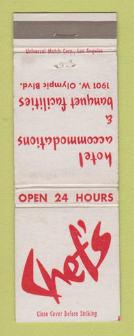 Matchbook Cover - Chef's Hotel Los Angeles CA WEAR