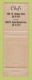 Matchbook Cover - Chef's Hotel Los Angeles CA WEAR
