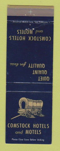 Matchbook Cover - Comstock Hotels Motels Covered Wagon