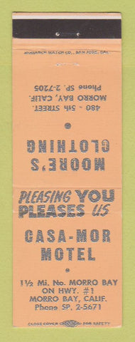 Matchbook Cover - Casa Mor Motel Morro Bay CA Moore's Clothing