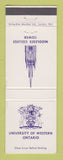 Matchbook Cover University of Western Ontario London ON Middlesex College Tower