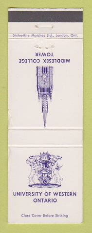 Matchbook Cover University of Western Ontario London ON Middlesex College Tower