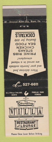 Matchbook Cover - Country Villa Restaurant Lounge Pinellas Park FL